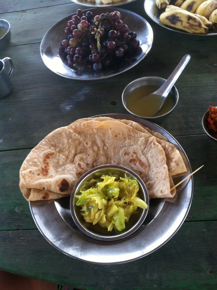 Chapati and pickled cabbage
